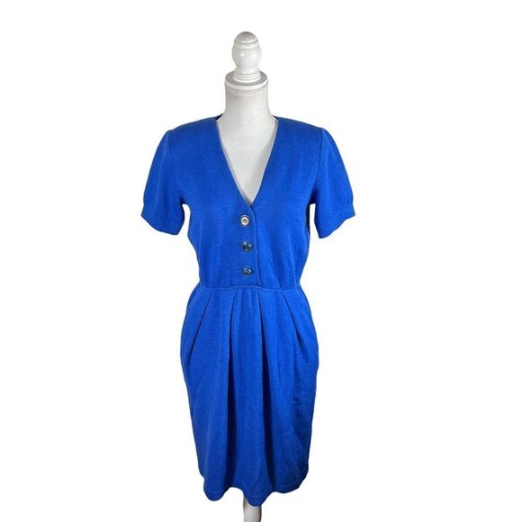 Vintage St John Collection by Marie Gray Royal Blue Knit Dress - Picture 1 of 10